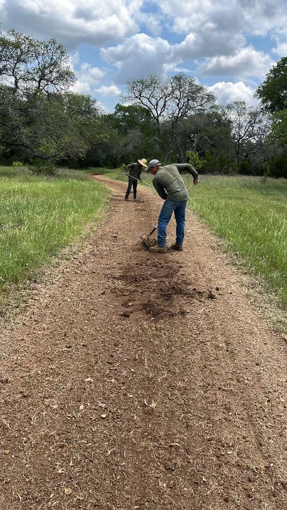 During construction: trail surface work at Bare Ranch.